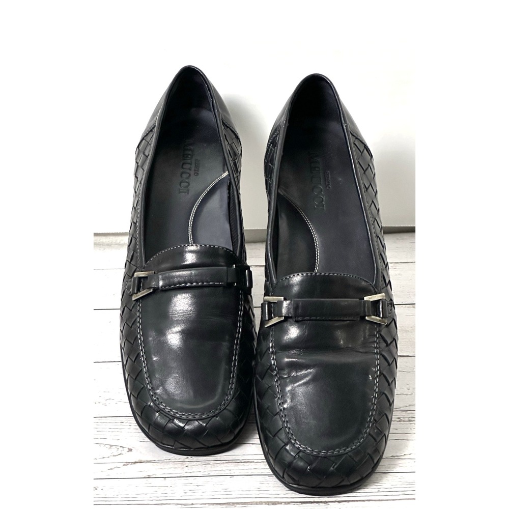 Sesto Meucci Black Woven Loafers Italian Woven Loafers With Bucket Size 9M - Picture 2 of 16